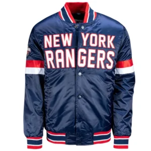 New york rangers home game satin varsity jacket blue 1