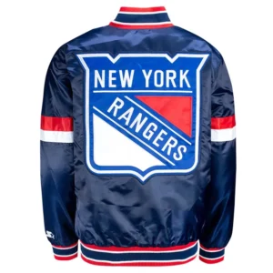 New york rangers home game satin varsity jacket blue