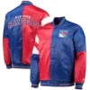 New york rangers leader satin varsity jacket red blue 3