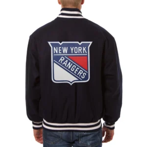 New york rangers one color wool varsity jacket black 1 1