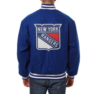 New york rangers one color wool varsity jacket blue 1 1