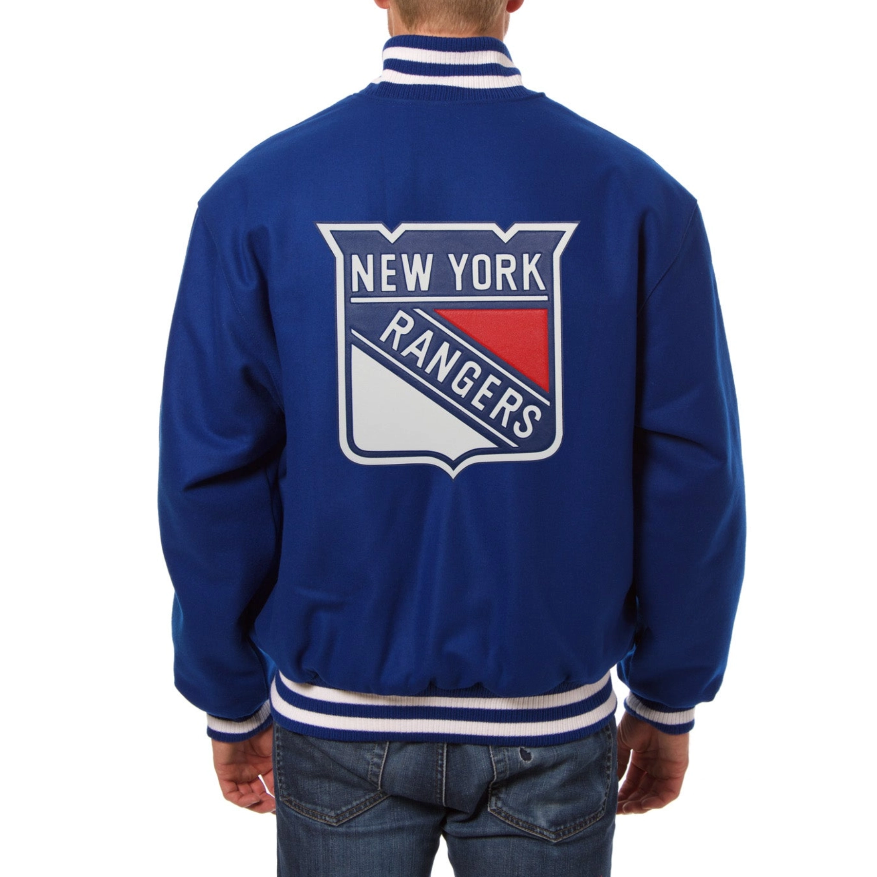 New york rangers one color wool varsity jacket blue 1 1