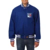 New york rangers one color wool varsity jacket blue 1
