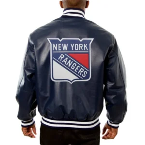 New york rangers real leather varsity jacket navy 1 1