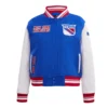 New york rangers retro classic womens wool leather varsity jacket blue white 1