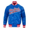 New york rangers script tail satin varsity jacket blue 1
