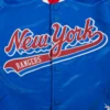 New york rangers script tail satin varsity jacket blue 5