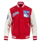 New York Rangers Script Tail Wool/Leather Jacket