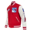 New york rangers script tail wool leather varsity jacket red white 2