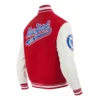 New york rangers script tail wool leather varsity jacket red white 3