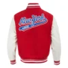 New york rangers script tail wool leather varsity jacket red white 4