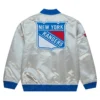 New york rangers team og 20 full zip satin varsity jacket silver 2