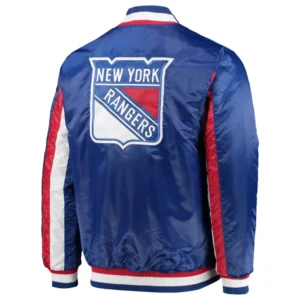 New york rangers the ace satin varsity jacket blue 1