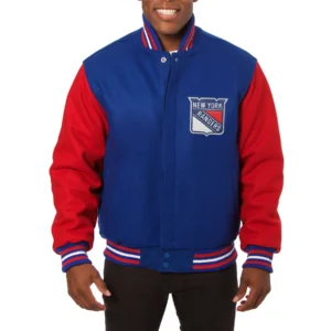 New york rangers two tone wool varsity jacket blue red 1