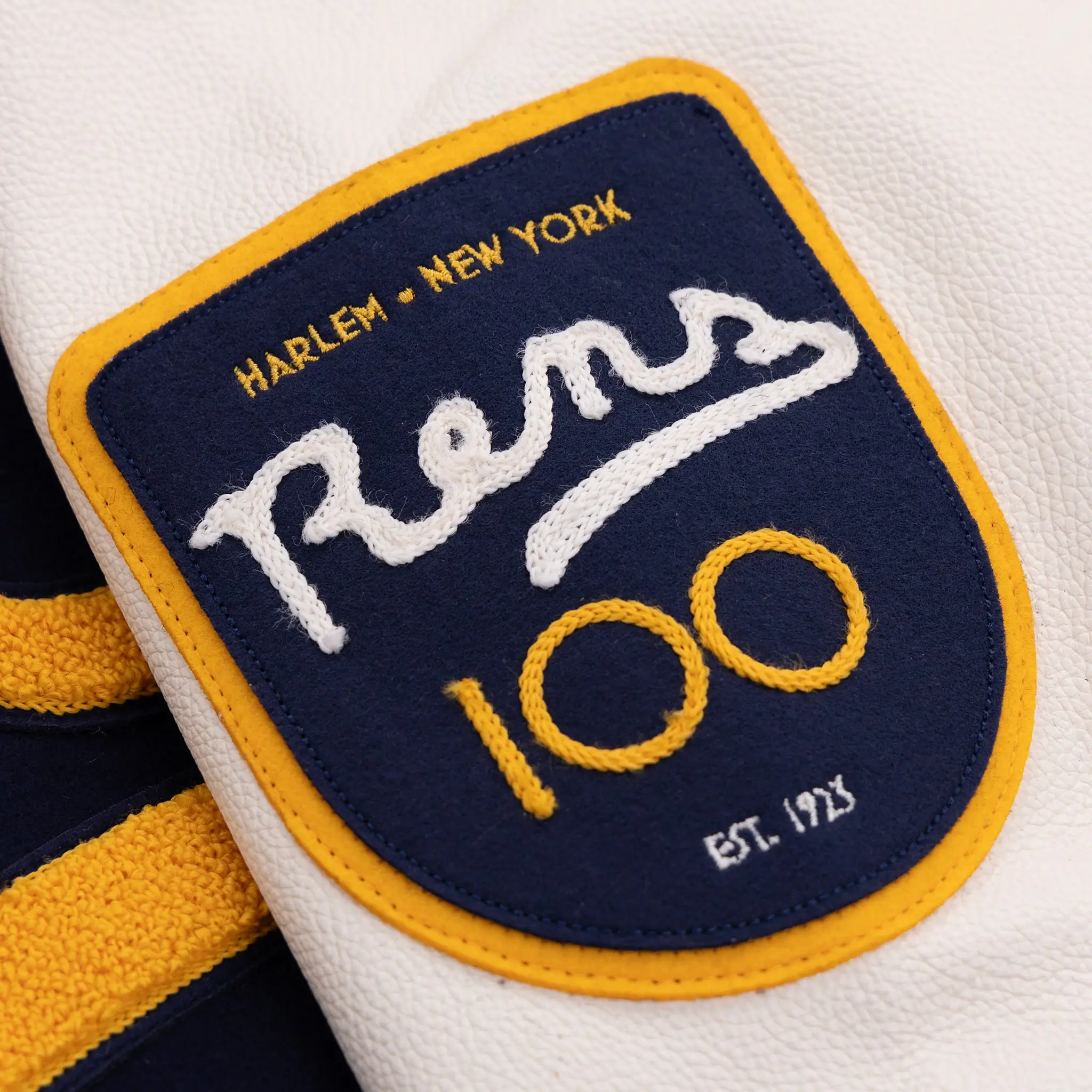 New york rens anniversary wool leather varsity jacket