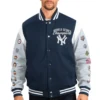 New york yankees franchise navy gray wool varsity jacket 1