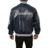 New york yankees full real leather varsity jacket navy 2