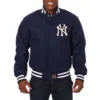 New york yankees handcrafted logo wool jacket navy 1