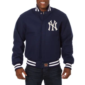 New york yankees handcrafted logo wool jacket navy 1