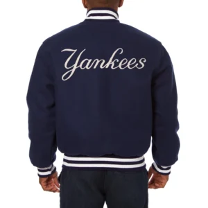 New york yankees handcrafted logo wool jacket navy 2