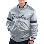New York Yankees Home Game Gray Satin Jacket