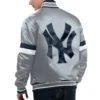 New york yankees home game satin varsity jacket gray