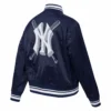 New york yankees mashup full snap womans satin varsity jacket navy 11