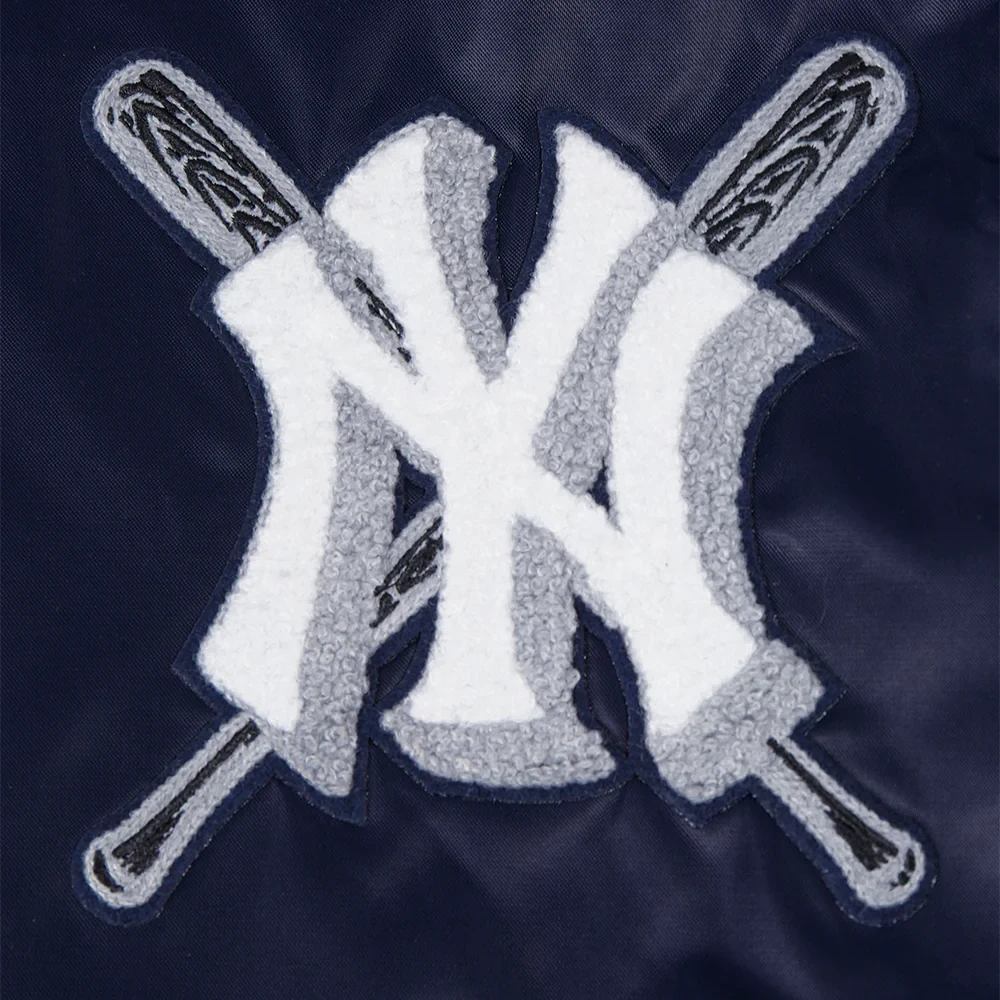 New york yankees mashup full snap womans satin varsity jacket navy 13