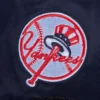 New york yankees mashup full snap womans satin varsity jacket navy 14