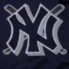 New york yankees mashup full snap womans satin varsity jacket navy 4