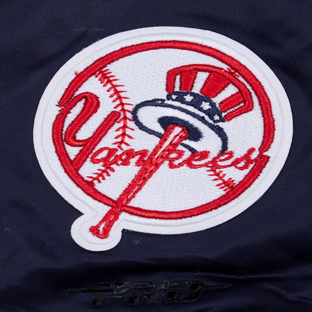 New york yankees mashup full snap womans satin varsity jacket navy 5