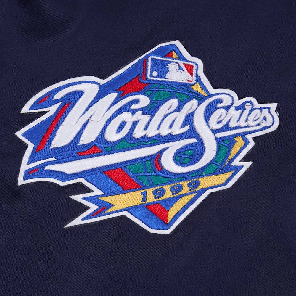 New york yankees mashup full snap womans satin varsity jacket navy 6