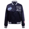 New york yankees mashup full snap womans satin varsity jacket navy 7
