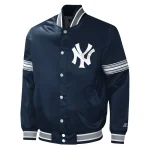 New York Yankees Midfield Navy Satin Jacket