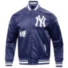 New york yankees old english full snap satin varsity jacket navy 1 1