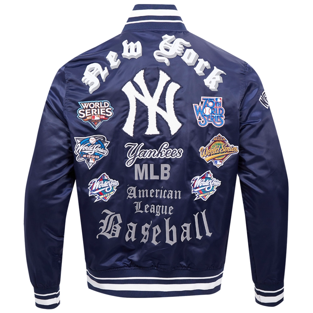 New york yankees old english full snap satin varsity jacket navy 4 1