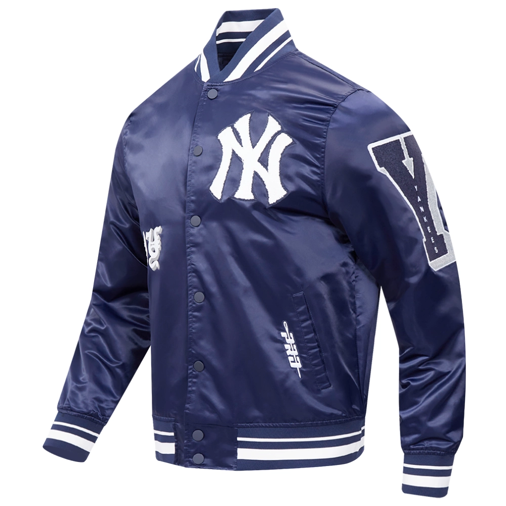 New york yankees old english full snap satin varsity jacket navy 6 1