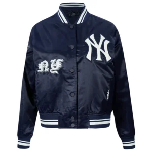 New york yankees old english womens rib satin jacket