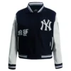 New york yankees old english womens rib wool varsity jacket