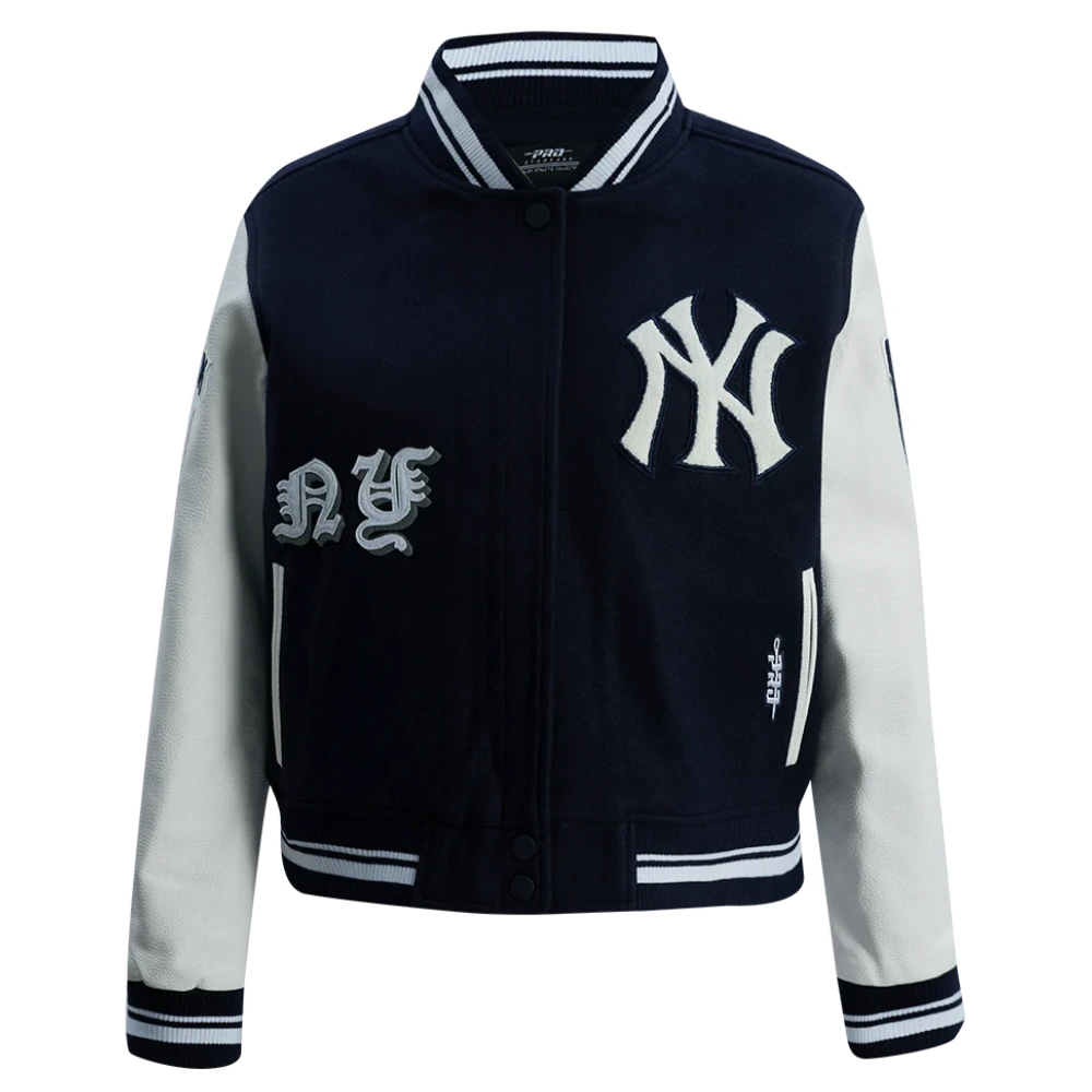 New york yankees old english womens rib wool varsity jacket