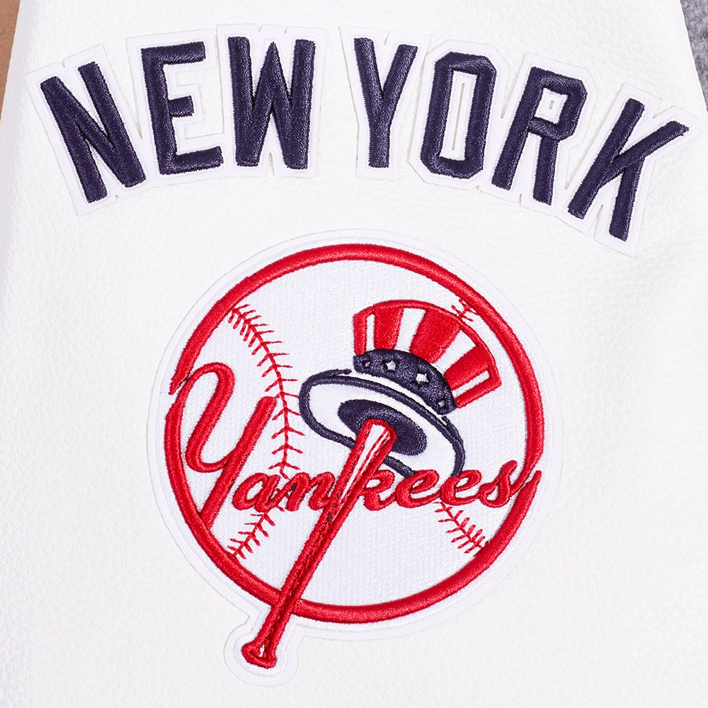 New york yankees old english wool leather varsity jacket greywhite 2 1