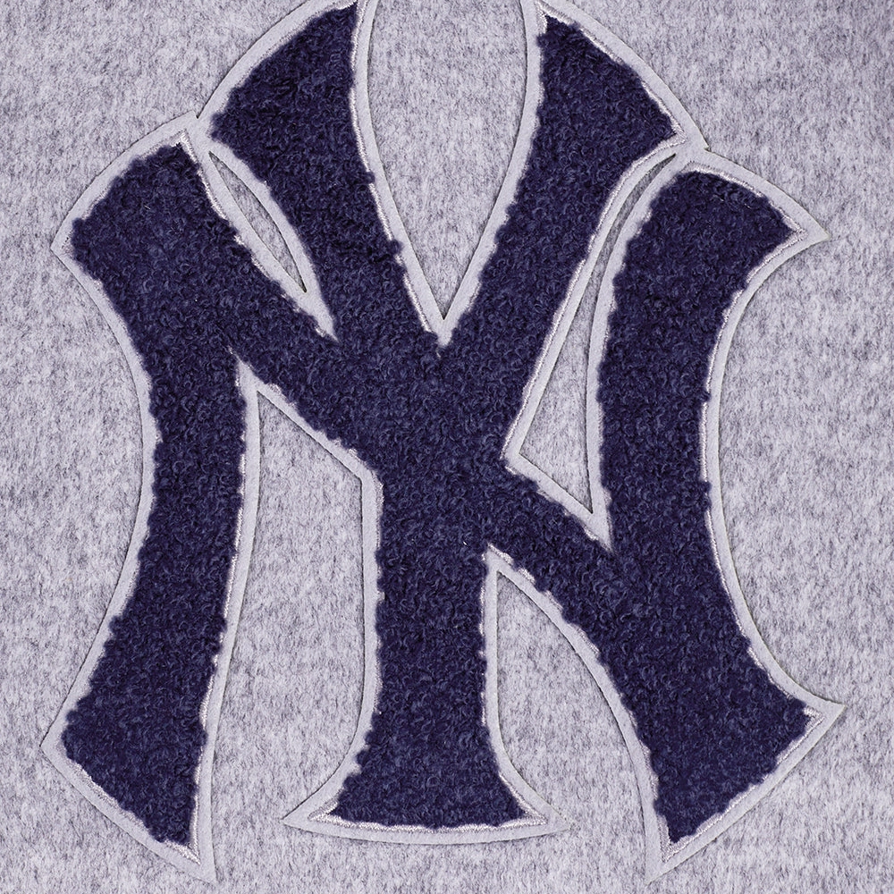 New york yankees old english wool leather varsity jacket greywhite 3 1