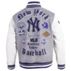 New york yankees old english wool leather varsity jacket greywhite 5 1