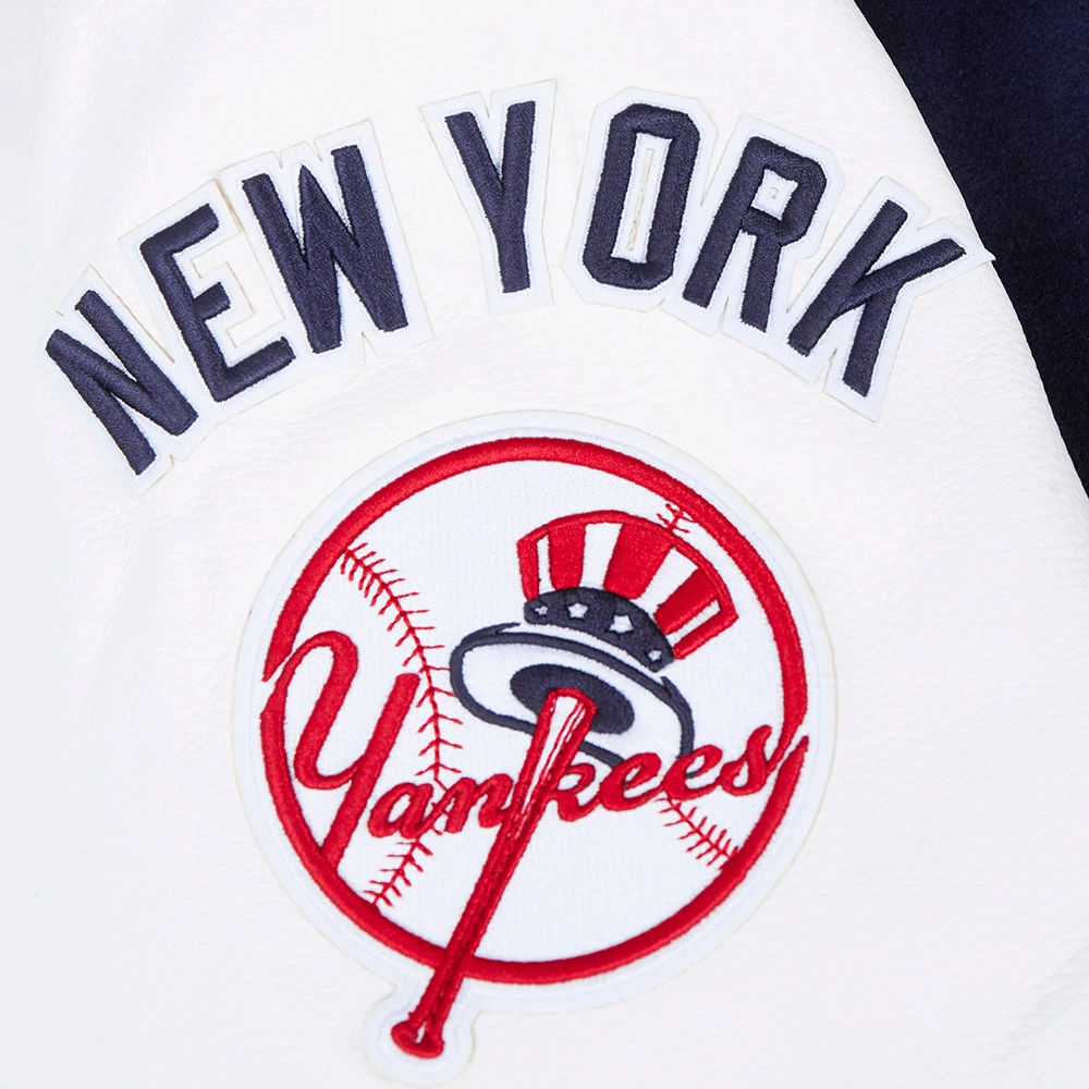 New york yankees old english wool leather varsity jacket navywhite 2 1