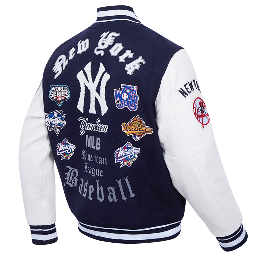 New york yankees old english wool leather varsity jacket navywhite 4 1