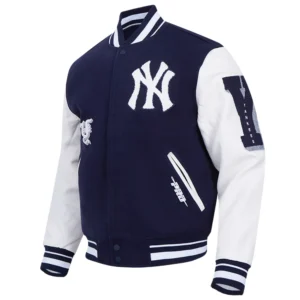 New york yankees old english wool leather varsity jacket navywhite 6 1