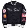 New york yankees ovo x new era full snap twill satin jacket navy