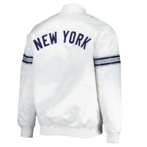 New york yankees power forward full snap satin varsity jacket white 1