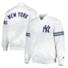 New york yankees power forward full snap satin varsity jacket white 3