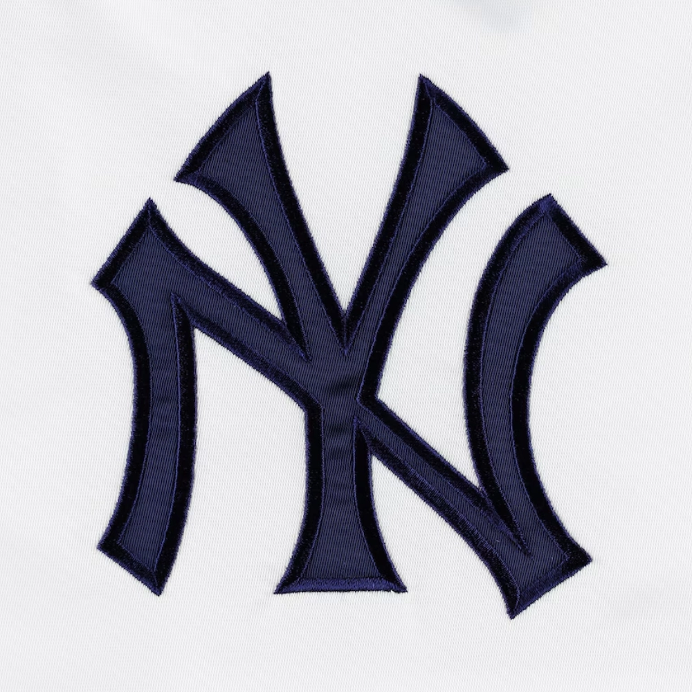 New york yankees power forward full snap satin varsity jacket white